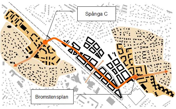 Sida 16 (54) 3.8.2 Kollektivtrafik Området är väl försörjt med kollektivtrafik med ca 500 m till Spånga station som är en kollektivtrafikknutpunkt med pendeltåg och ett antal busslinjer i Västerort.
