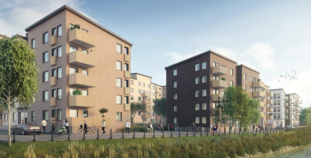 6 Förslag på ny bebyggelse kvarter 3-5 Perspektiv Skogängsvägen
