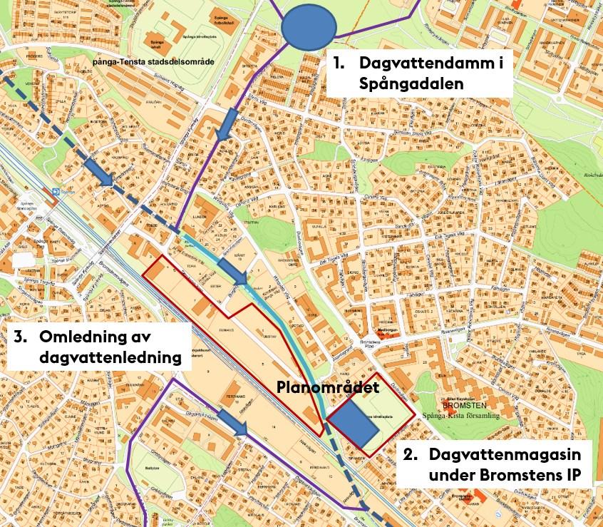 Sida 32 (54) Kartbild som visar större åtgärder för dagvattenhantering. 5.
