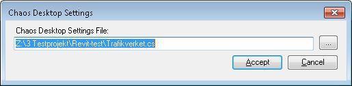 Arbeta med Vid utskrift och export så kontrollerar funktionen om det finns ett giltigt Chaos desktop projekt med en cs-fil. Ange korrekt fil under Settings.