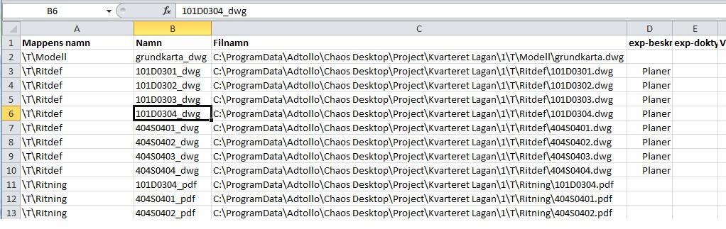 Chaos desktop manual Leverans till IDA Detta avsnitt behandlar hur leverans av filer till IDA genomförs. Se även Projektkonfiguration IDA. Leverans av filer till IDA sker med hjälp av en Excel-fil.