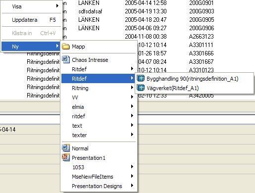 Systeminställningar Konfigurera dokumentmallar I Chaos desktop kan du använda dokumentmallar för att skapa dokument. Om du högerklickar och väljer Ny kan du se de tillgängliga mallarna i menyn.