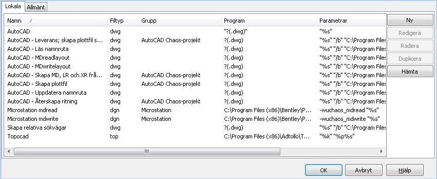 Chaos desktop manual Konfigurera programstarter Med programstarter kan du från olika typer av dokument och filtyper starta applikationer som i normala fall inte är