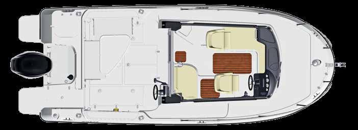 675 PILOTHOUSE Specifikationer 18 10 Total längd (M) 6,55 Bränsletank (L) 200 Bredd (M) 2,54 CE Design Kategori C Höjd - Utan kapell (M) 2,79 Maximalt antal personer 7 Torrvikt (Kg) 1585 Maxeffekt