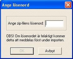 Om lösenordet är felaktigt visas ett felmeddelande. Den importerade användaren visas sedan i listan med användare.