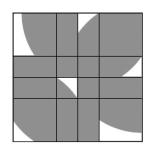 Vi hr nu väsentligt minskt det möjlig utrymmet tt lcer unkter i, och resulttet syns i Fig 5: Fig 5 Vår figur är helt symmetrisk längs digonlen (0, 0) (, ).