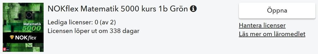 6. Ge dina elever tillgång till NOKflex Klicka på Hantera licenser vid NOKflex på Mina sidor under Mina läromedel. Du kommer nu till sidan där du administrerar åtkomsten till läromedlet.