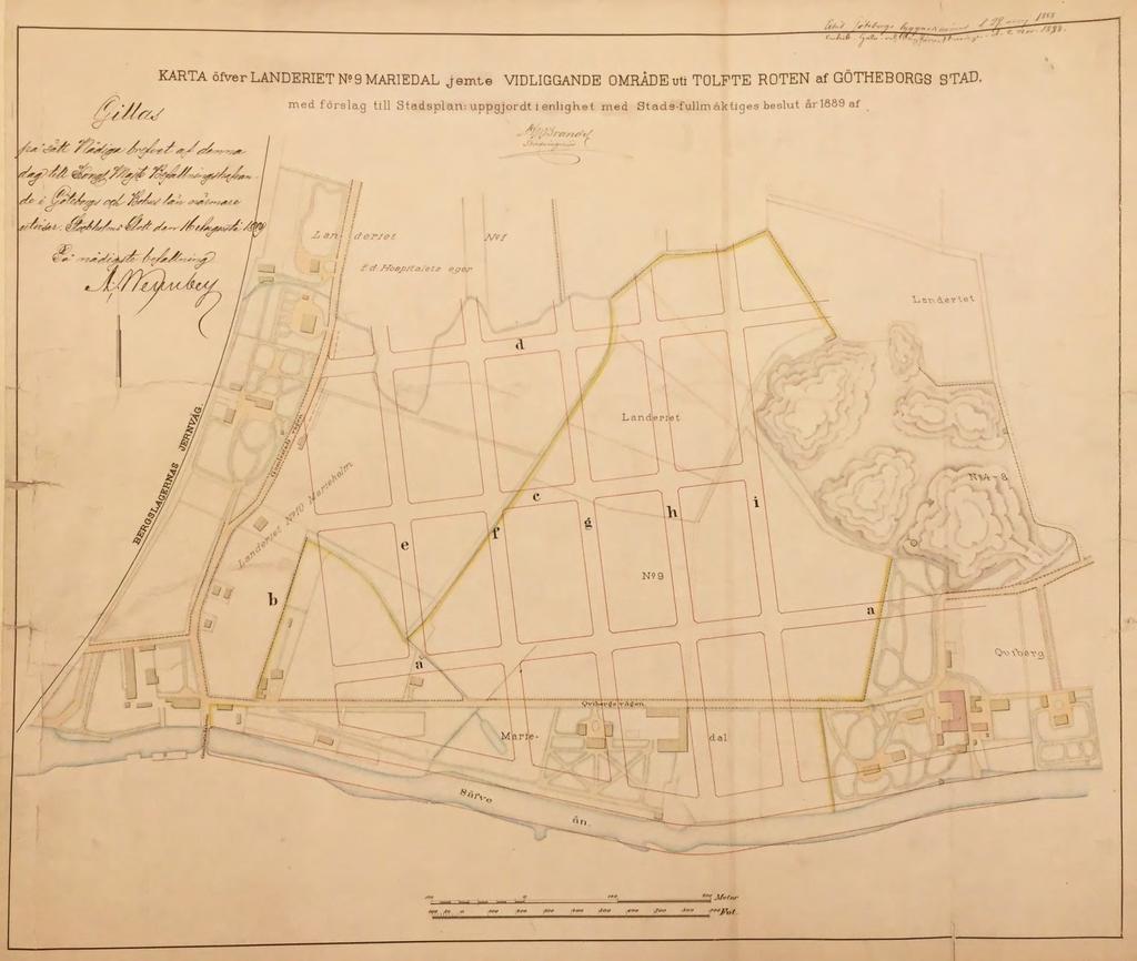 1889 rullade Brandel ut kvartersstaden ända ut till Gamlestaden utan någon större historisk hänsyn Bunkeberget Lödösegatan (Lars Kaggsgatan) &