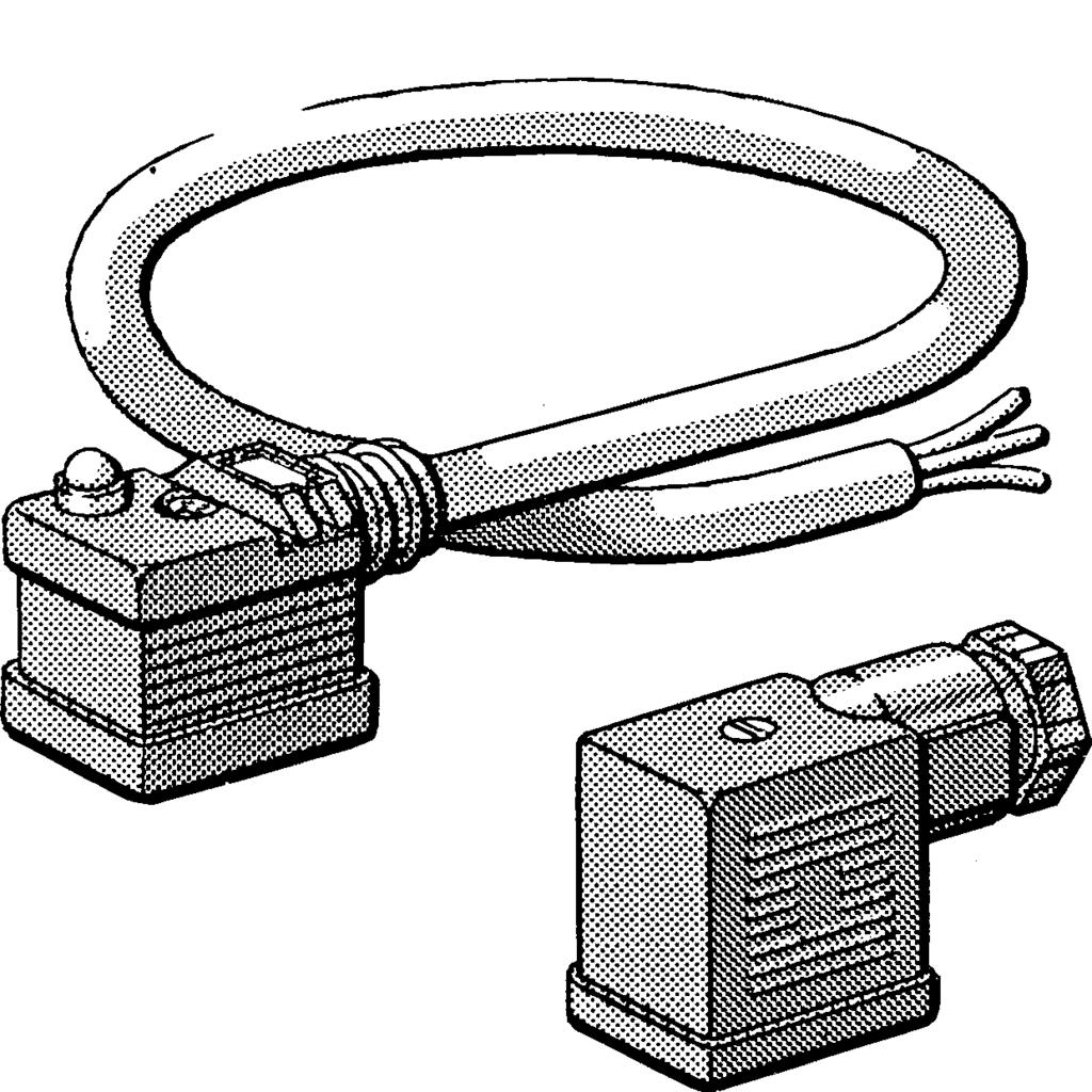 5/2-ventiler Serie 585/586, G 1/8-G 1/4 Kopplingar Anslutningskontakt för ventil serie 585-586 Spänning Fig. Stiftavstånförbr. Kabel LED ¹) Form Effekt- Vikt Materialnr [W] [kg] max.