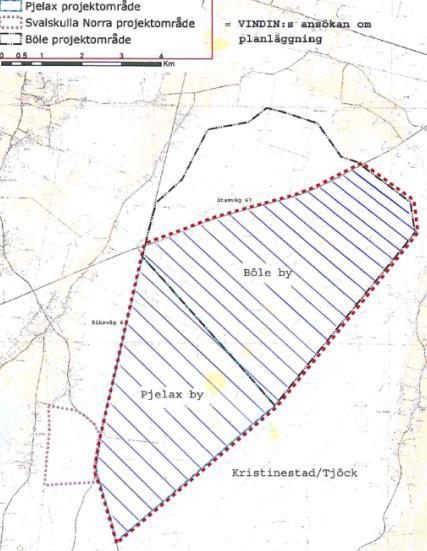 31 (83) 9.2 Planutkast Figur 9.1. Planläggningstillstånd för Pjelax vindkraftpark har betecknats som området Pjelax by i bilden.