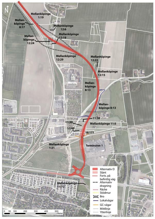 Alternativ D STYRKOR Framkomlighet ringvägen Tillgänglighet till närområdet Sammankoppling TC SVAGHETER Stor påverkan trafiksäkerhet Intrång i bostad