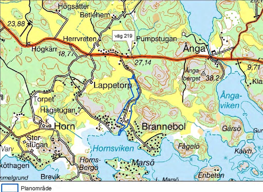 2 Planområdet 2.1 Historik och nuläge Brannebol är beläget vid havet omkring 12 km öster om Nyköping, söder om väg 219, se figur 1. Området har varit en samlingspunkt för den inre skärgården med bl.a. festplats för högtider i samband med skörd, fiske och midsommar.