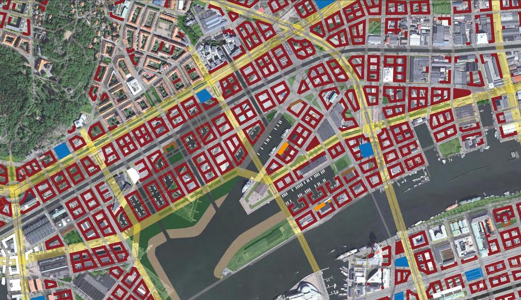 Huvudstråk genom Frihamnenområdet: - Lundbyleden omvandlat tillbaka till Neptungatan (eller Lundbygatan) i framtiden?