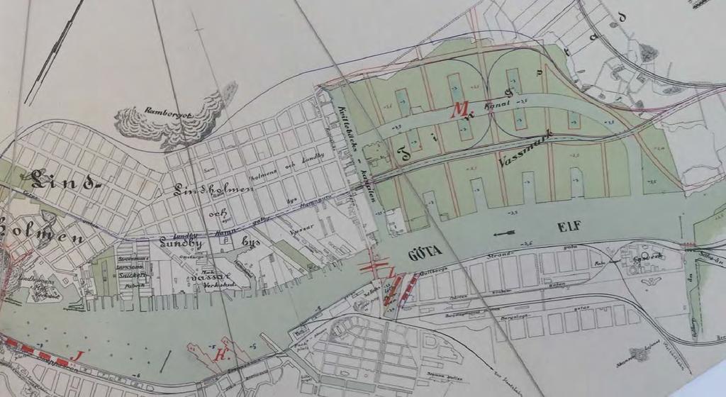 1904 internationell hamnplanetävling I den gamla stadsplanen över Lundby (före 1904) var Lundbyledens trafikflöde i öst-västlig riktning tänkt att silas på ca 5 st gator: - Herkulesgatan, -