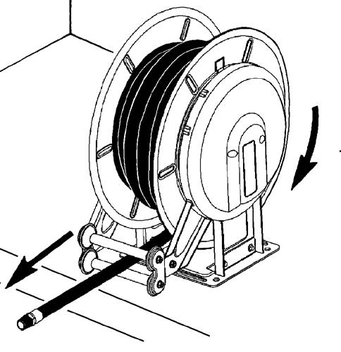 For safety reasons, operations of hose replacement must be carried out with the hose reel dismantled from ordinary place and on a working bench.