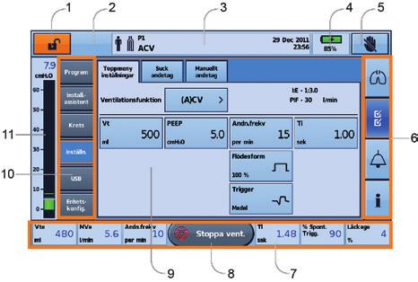 Enheten ventilerar Blinkar blå när enheten ventilerar och när inställningen för ventilations-led är PÅ. Annars är den inställd till AV. 4.