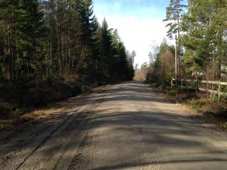 Till vänster grusväg norr om planområdet Till höger Hanaslövsvägen som delvis inkluderas i planområdet Inom Lekaryd by finns ett