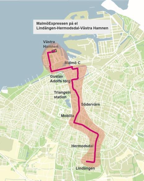 Punktvisa åtgärder/åtgärder längs delar av linjen: Ny gata i Nyhamnen. Ombyggnad av bussterminal vid Södervärn, Gustav Adolfs torg och Malmö C samt bytespunkt Lindängen centrum.