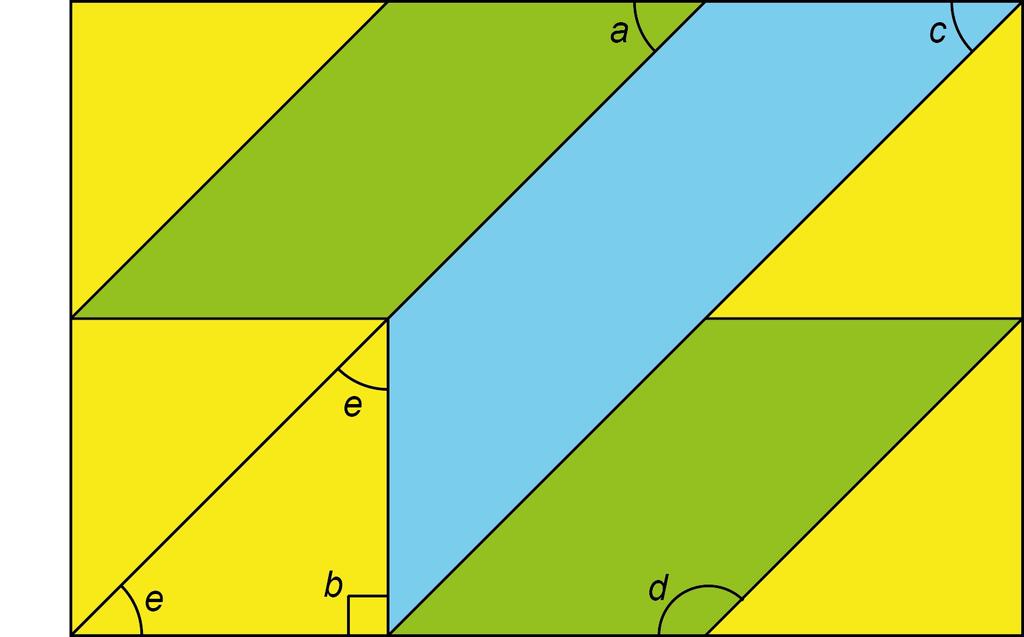 Hjälpmedel: miniräknare, linjal 25. Eleverna hittar en mosaikplatta som består av tre olika geometriska figurer. Varje figur har en färg. Eleverna hittar olika vinklar i mosaikplattan.