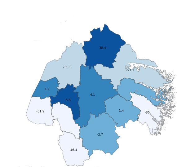 Gästnätter i Östergötlands län, jan-juli 2017 1 068 805 gästnätter (-4,8 %, -53 554 st) (Utveckling per marknad HSVC.