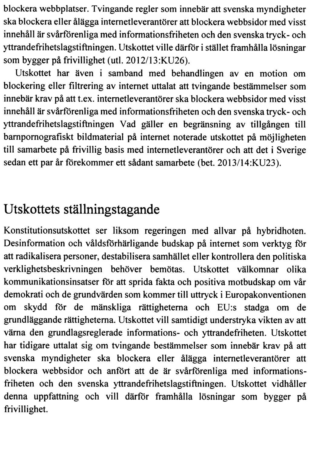 KONSTITUTIONSUTSKOTTETS YTTRANDE