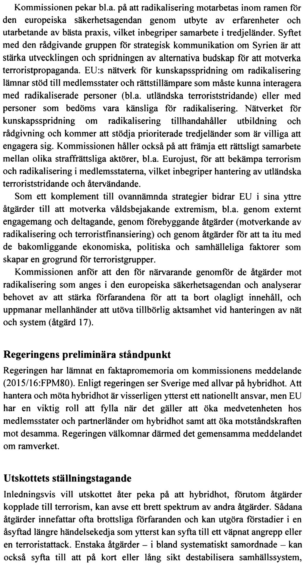 JUSTITIEUTSKOTTETS YTTRANDE