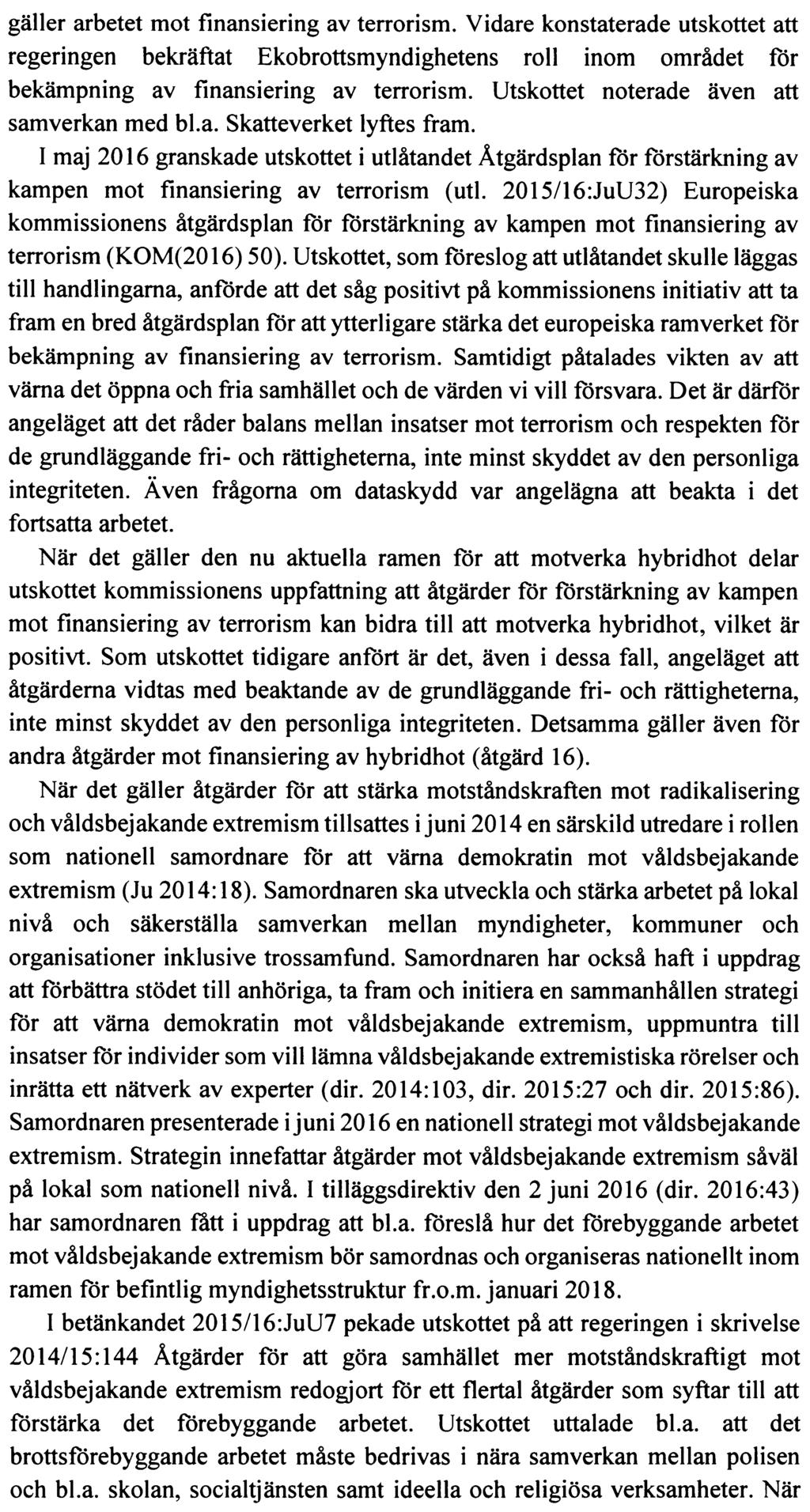 JUSTITIEUTSKOTTETS YTTRANDE