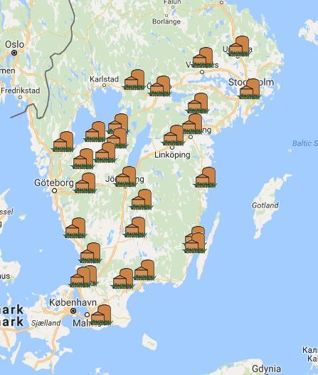 NATURVÅRDSVERKET 9(18) 4. Biogödselmarknaden I figur 1 redovisas en översiktskarta över biogasanläggningar i Sverige. Figur 1. Samrötningsanläggningar som producerar biogödsel i Sverige (www.