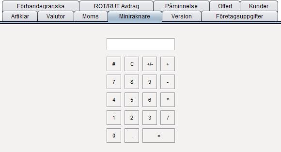 Miniräknare Det finns en enkel miniräknare om du behöver räkna lite. Verktyg Öppna kopia av csv fil i associerat program ex. Excel.