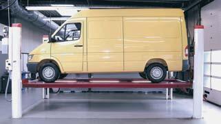 Fyrpelarlyftar: 5,5-7 ton Stertil-Koni elektrohydrauliska fyrpelaryftar för personbilar och tunga fordon finns med lyftkapacitet från 5,5-7 ton.