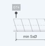 5. Montering Exempel på montering av tilluftsgivare Tilluftsgivaren ska placeras i tilluftskanalen så den är minst 5 x kanal Ø mm från fl äktutloppet eller batterier. Gummigenomföring Notera!