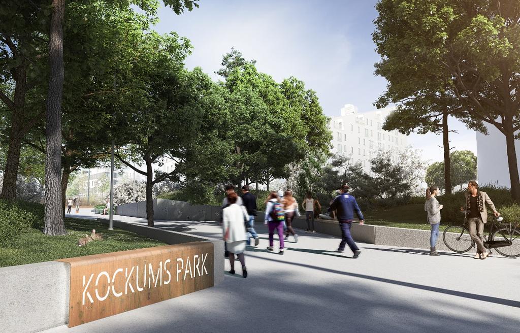 Kockums park. Den sista delen av Kockums park anläggs med samma utformning som tidigare etapp.