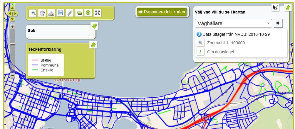 men även andra företeelser som finns lagrade i Trafikverkets databaser är tillgängliga för visning.