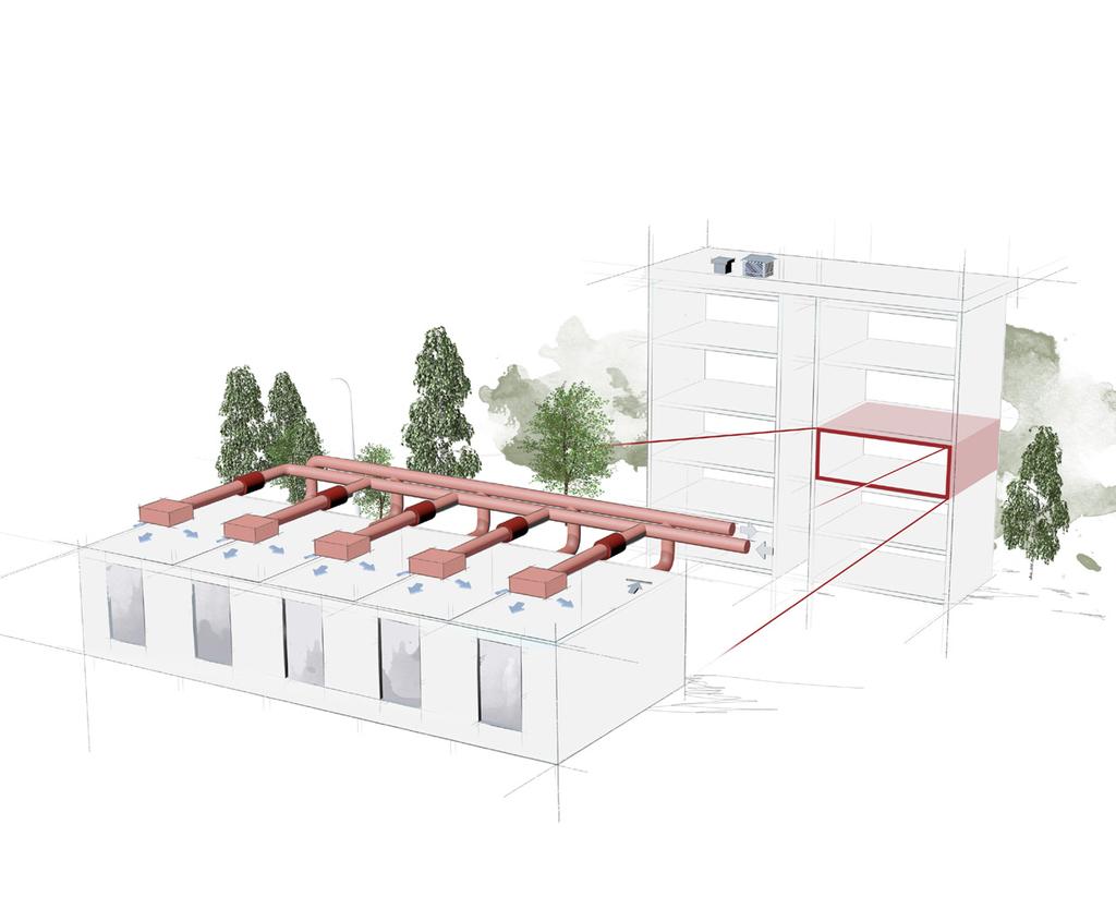 FT(X) - SYSTEM MED GEMENSAMMA FÖRDELNINGSKANALER TILL FLERA BRANDCELLER INOM SAMMA PLAN BASIC monterad i anslutningskanal (tilluft) inom korridor eller inom rum.