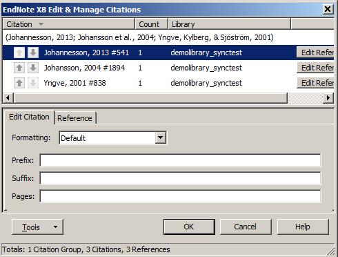 Word: EndNote fliken> Insert Citation>Insert Selected Citation(s) 1.