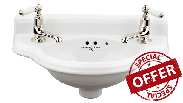 Powder room basin Victorian, 1 hål - utförsäljning Lagerutförsäljning - Litet Viktorianskt handfat (1-håls) Priset är per styck och gäller för det handfat som finns på lager för omedelbar leverans.