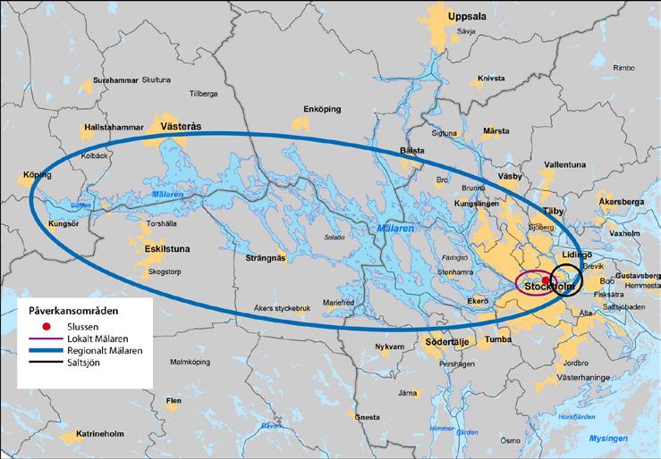 Konsekvenser uppstår i olika områden Miljökonsekvenser utreds på regional och lokal nivå. Den geografiska utbredningen av konsekvensanalyserna varierar mellan olika miljöaspekter.