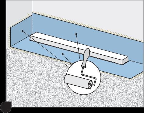 (Övriga golv-väggvinklar med ett utvik på minimum 5 cm), limning mot brunnsmanschetten skall utföras med 3690 one-seal.