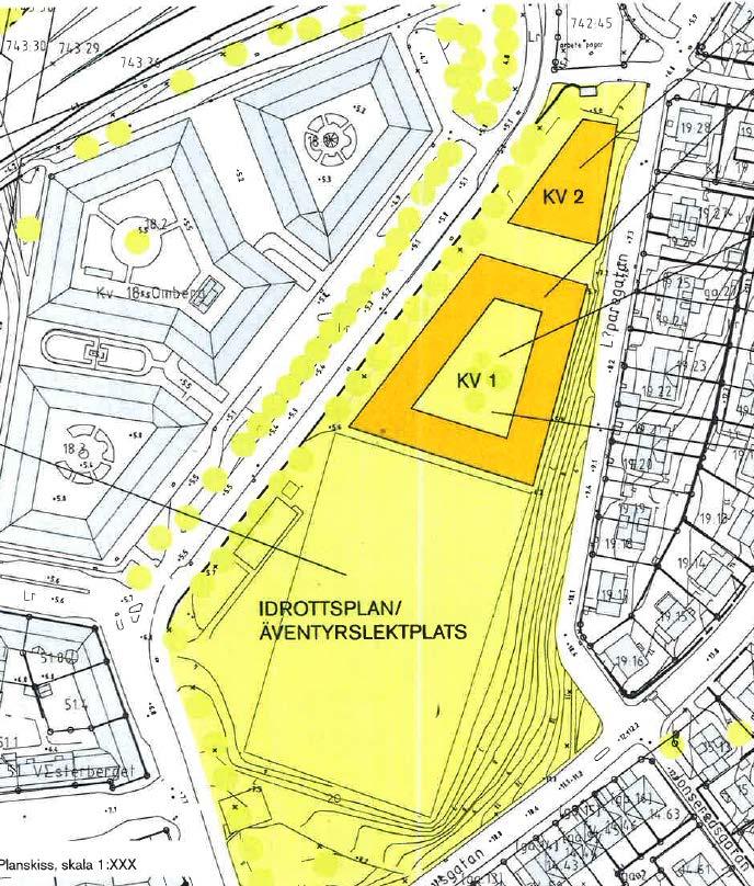 Ansökan om planbesked för bostäder med mera vid Ånäsfältet, inom stadsdelen Bagaregården Sid 2 Beskrivning av projektet Uppskattad volym: Ca 11 000 kvm BTA Aktiva bottenvåningar: Förskola samt