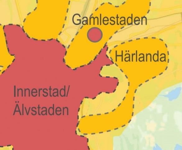 Mobilitets- och parkeringsutredning Normalspannet (analyssteg 1) Val av normalspann Normalspann - Utdrag från karta i Riktlinjer för mobilitet och parkering i Göteborgs Stad.