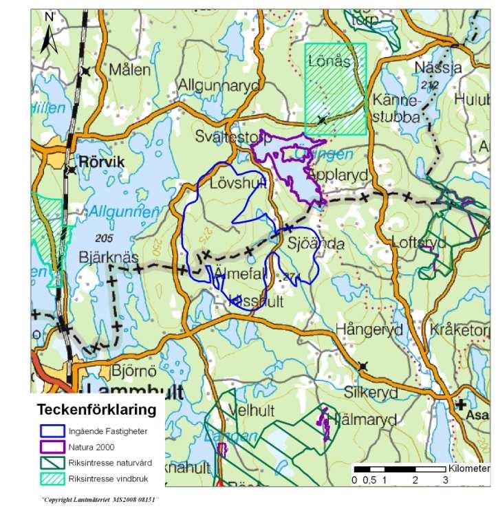 Figur 4: Riksintressen ch Natura 2000-mråden 4.3 Skyddade mråden enligt miljöbalken Förutm nedanstående nämnda mråden finns inga mrådesskydd enligt 7 kap. miljöbalken i eller nära prjektmrådet. 4.3.1 Bitpskyddsmråden Ett av Skgsstyrelsen utsedda bitpskyddsmråden berörs till mindre del i den sydvästra delen av prjektmrådet, se Figur 6.