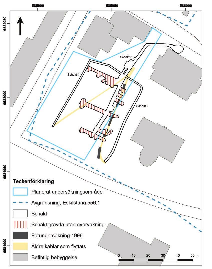 VA-ledningarna kopplades in från Smedjegatan och drogs sedan in till ytan för nybyggnationen. Arkeolog var med vid arbetets start och längs med huvudsträckan.