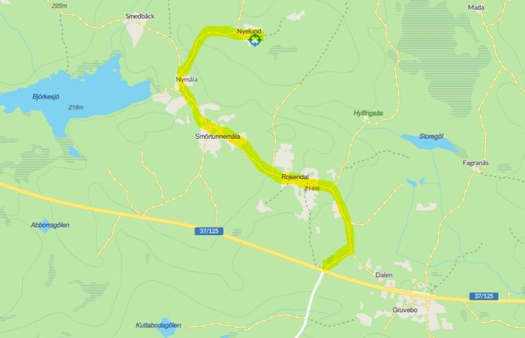 Vägbeskrivning Från väg 37 12 km öster om Åseda eller 7,1 km väster om Fagerhult, kör norr ut mot Rosendal, efter 2,6 km, sväng höger mot