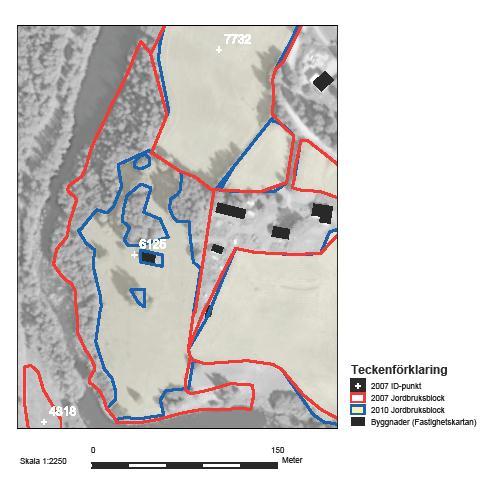 Jordbruksverket 2011-05-05 7(19) Figur 5. Exempel på delområden som ingår i inventeringen. År 2007 hade blocket med IDpunkt 6125 på bilden gränsdragningen som visas med röd linje.