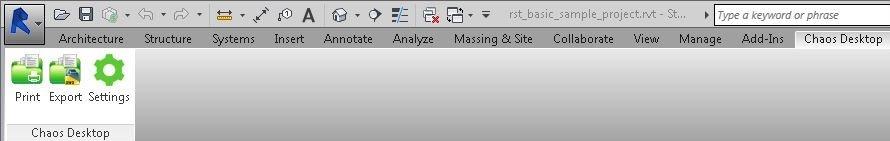 Revit Arbeta med Chaos desktop innehåller ett tillägg till Autodesk Revit (2011-2015). Det installeras tillsammans med Chaos desktop och kräver ingen separat installation.