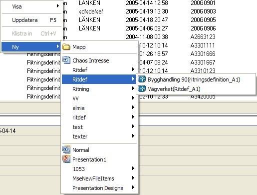 Konfigurera dokumentmallar Systeminställningar I Chaos desktop kan du använda dokumentmallar för att skapa dokument. Om du högerklickar och väljer Ny kan du se de tillgängliga mallarna i menyn.