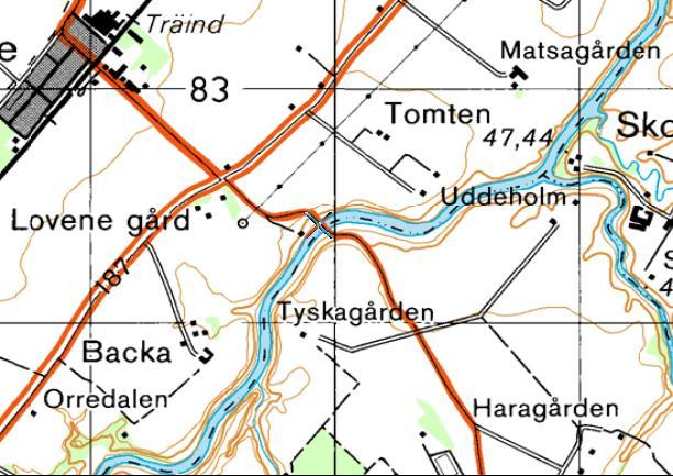 580. Lidan, Lovene gård Stationens EU-CD: SE648245-134000 Datum: 2017-11-17 Koordinat: 6482420/1339930 Proverna togs nedströms bron på nordvästra sidan.