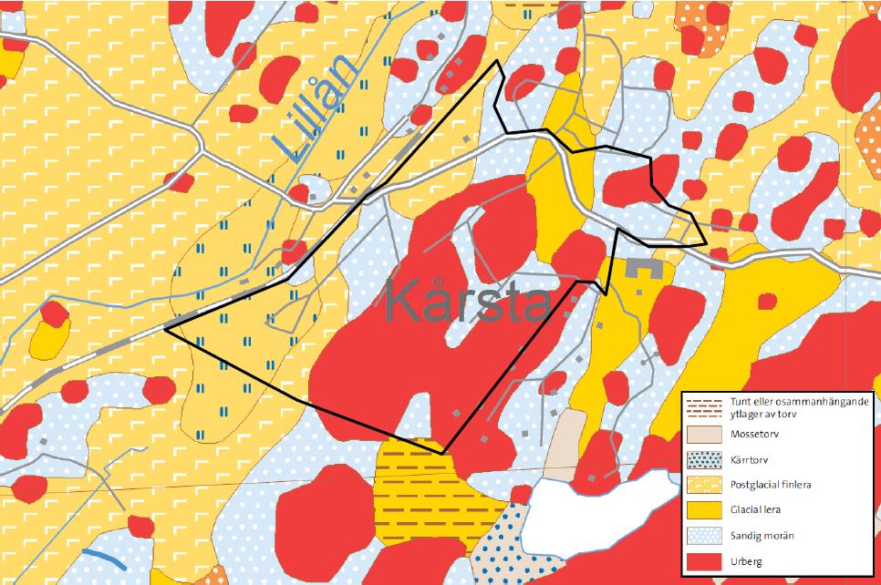 letter.docx 2012-03-2814 Bilaga 4 - Jordartskarta Figur 1. Jordartskarta med skala 1:25 000 1:100000 över planområdet, Kårsta-Rickeby 2.