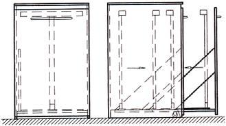 EKOline - Modulsystem C Källsortering / kopieringsstationer mm. höjd 1000 mm, bredd 602 mm, djup 618 mm. Vänsterhängda luckor är standard, ange vid beställningen om högerhängd önskas.