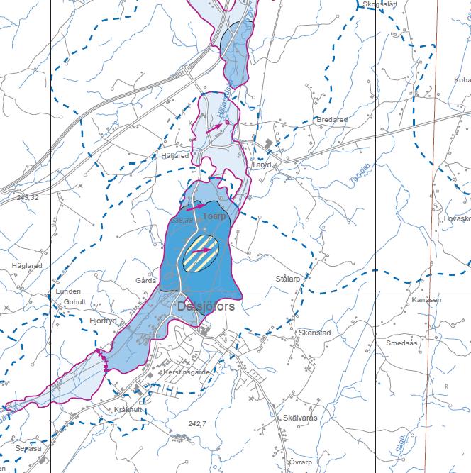 Figur 3.5. Grundvattenkarta med tillrinningsområden ( SGU). 3.5 Nederbörd Nederbörd som faller inom ett område kan tillfälligt lagras, avdunsta eller avrinna.